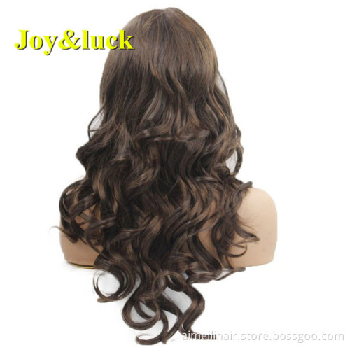24inch Long Wave Wig Ombre Brown Synthetic Wigs for Women Wave Hair Wig Cosplay or Party African Black Hair Style